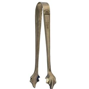 VTG Antique Silver Plate Etruscan Monogrammed W Sugar Tongs